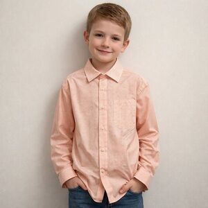 Cat & Jack Peach Long Sleeve Button-Down Dress Shirt Boy’s Large(10/12)
